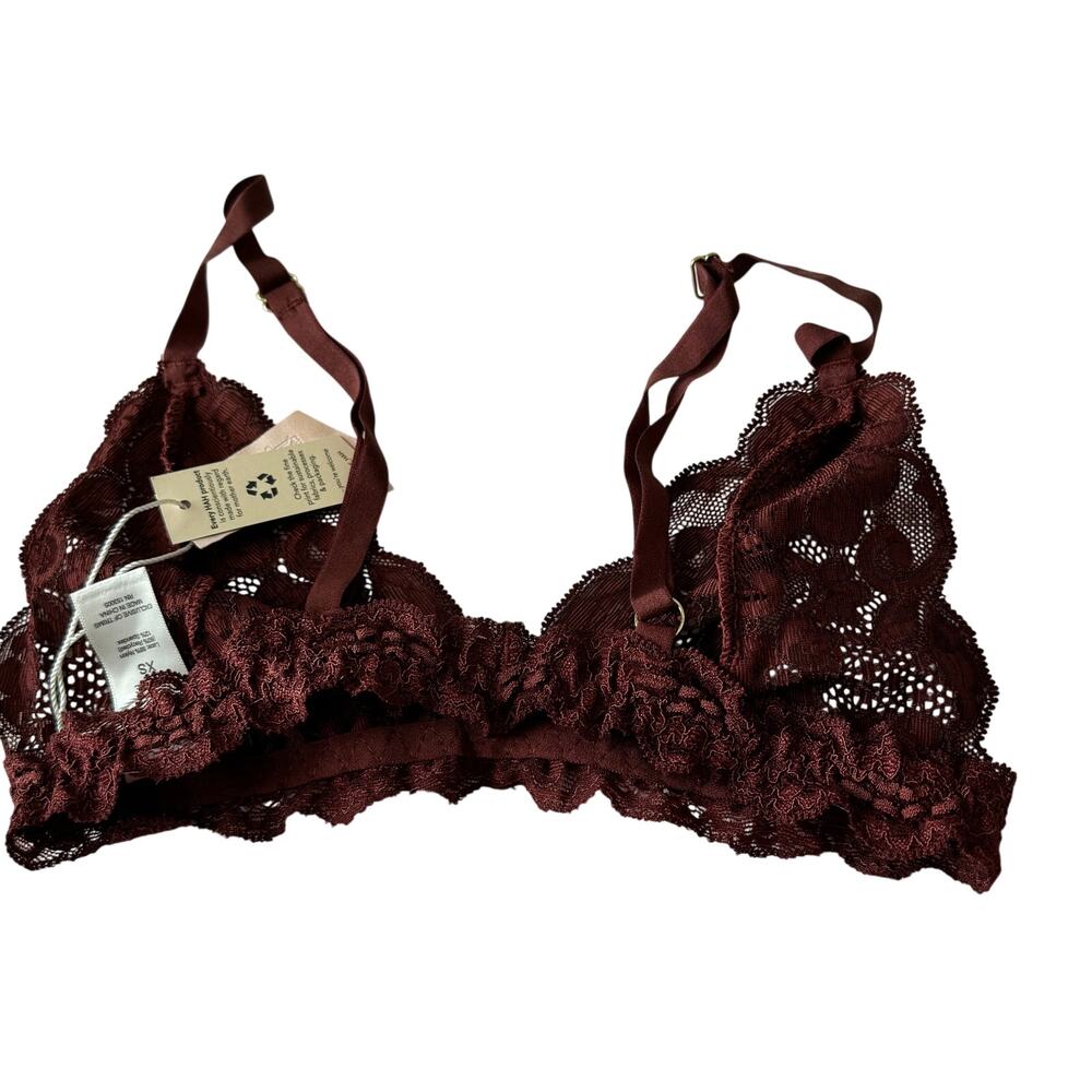 Free People We Are HAH Chi Bralette Maroon Lace Wireless Women XS NWT